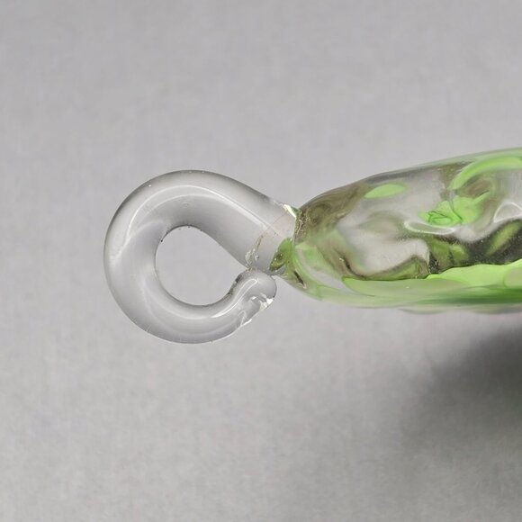 Artisan Glass Leaf Pendant 1.75x1.25" Green Floral Design Scalloped Edges - Picture 3 of 5